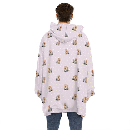 Cute Yorkshire Terrier Pattern Print Hoodie Blanket