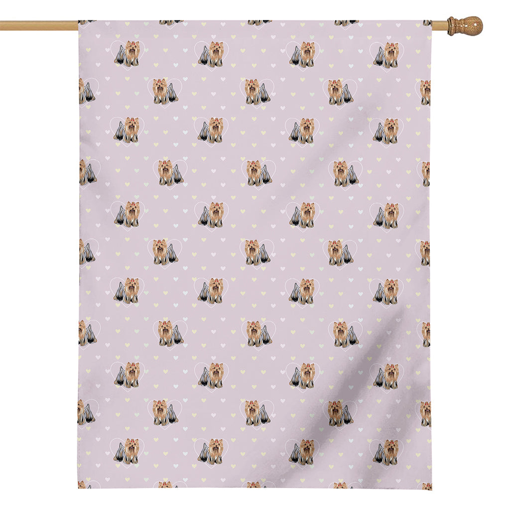 Cute Yorkshire Terrier Pattern Print House Flag