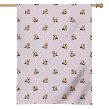Cute Yorkshire Terrier Pattern Print House Flag