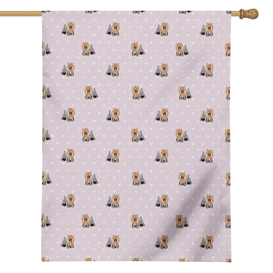 Cute Yorkshire Terrier Pattern Print House Flag