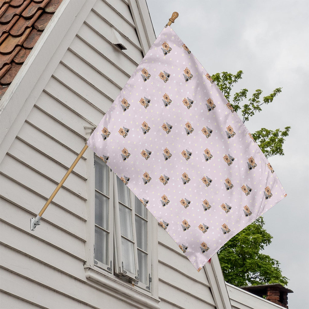 Cute Yorkshire Terrier Pattern Print House Flag