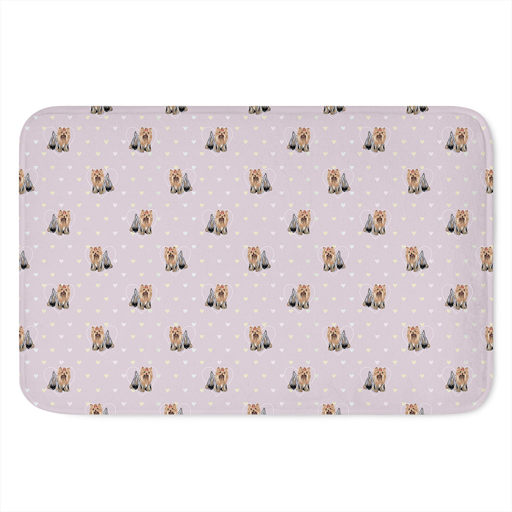 Cute Yorkshire Terrier Pattern Print Indoor Door Mat