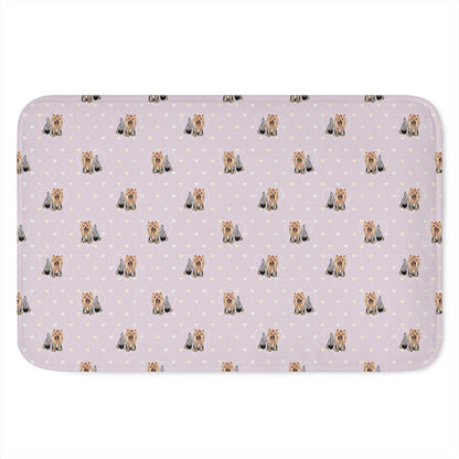 Cute Yorkshire Terrier Pattern Print Indoor Door Mat