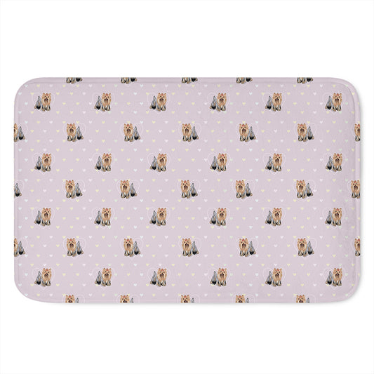 Cute Yorkshire Terrier Pattern Print Indoor Door Mat