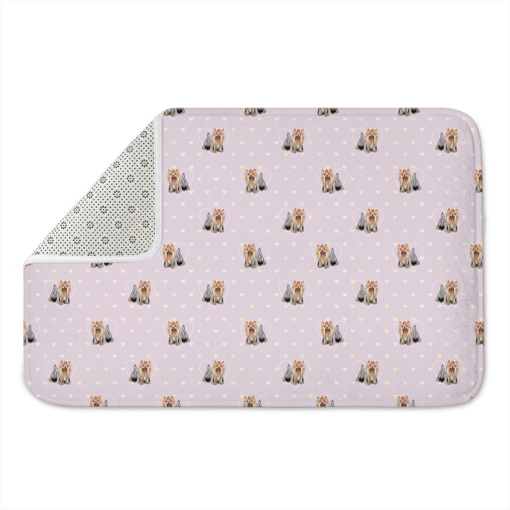 Cute Yorkshire Terrier Pattern Print Indoor Door Mat