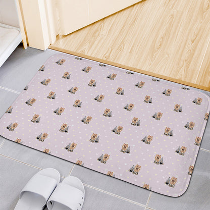 Cute Yorkshire Terrier Pattern Print Indoor Door Mat
