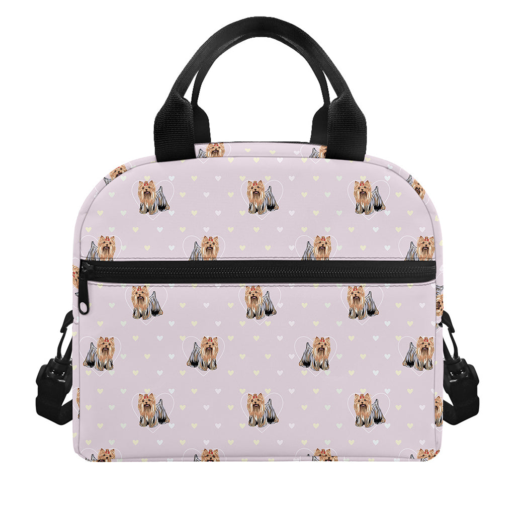 Cute Yorkshire Terrier Pattern Print Insulated Lunch Bag