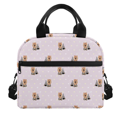 Cute Yorkshire Terrier Pattern Print Insulated Lunch Bag