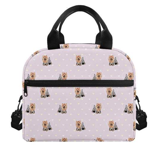 Cute Yorkshire Terrier Pattern Print Insulated Lunch Bag