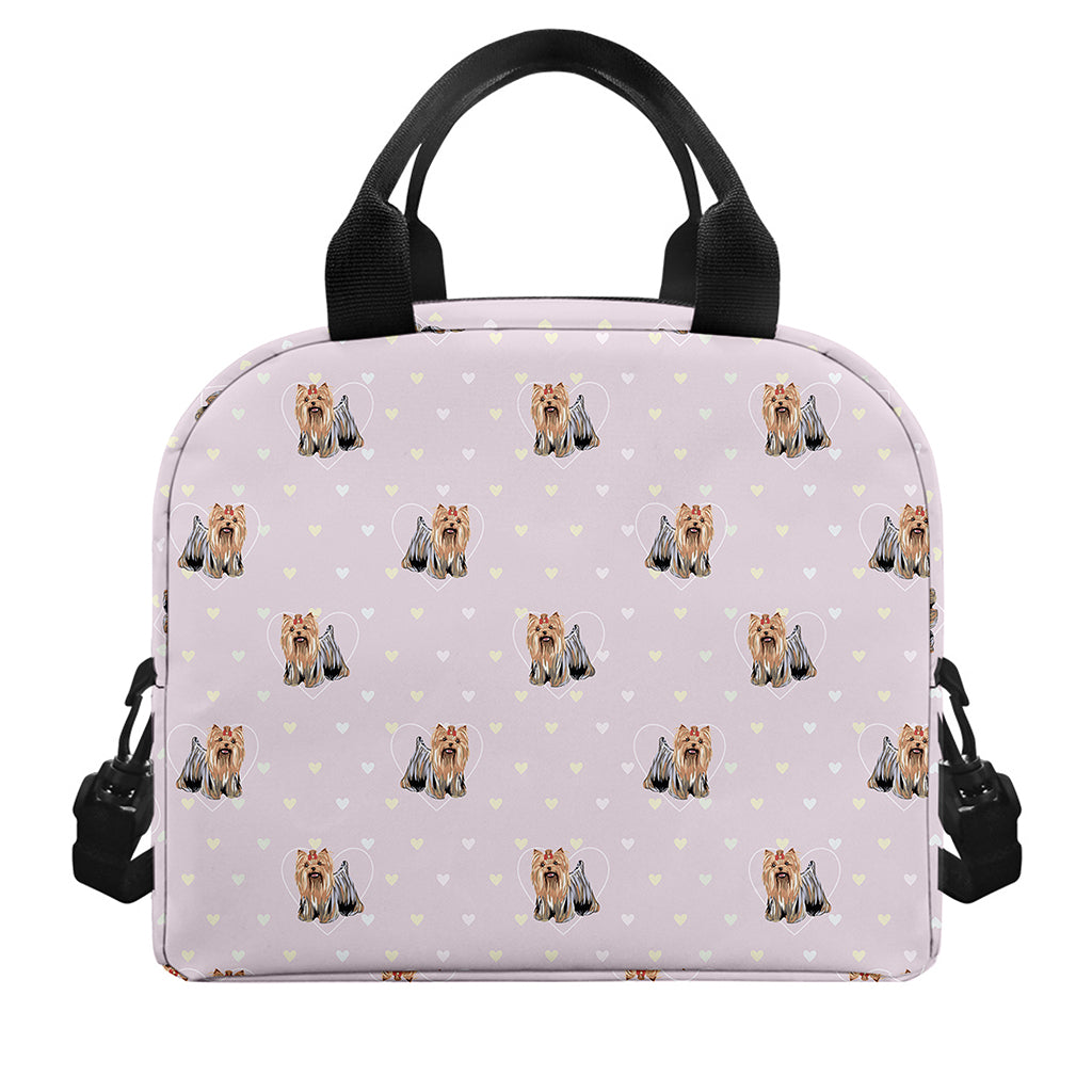 Cute Yorkshire Terrier Pattern Print Insulated Lunch Bag
