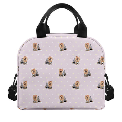 Cute Yorkshire Terrier Pattern Print Insulated Lunch Bag