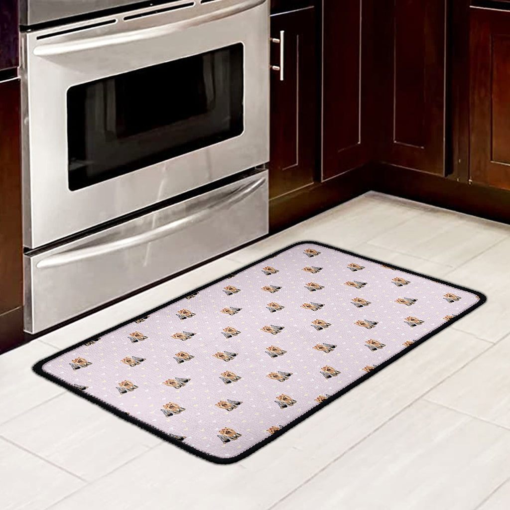 Cute Yorkshire Terrier Pattern Print Kitchen Mat