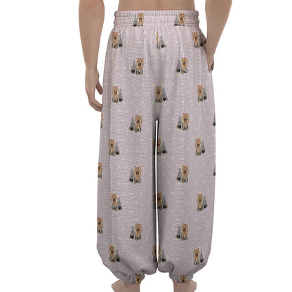 Cute Yorkshire Terrier Pattern Print Lantern Pants