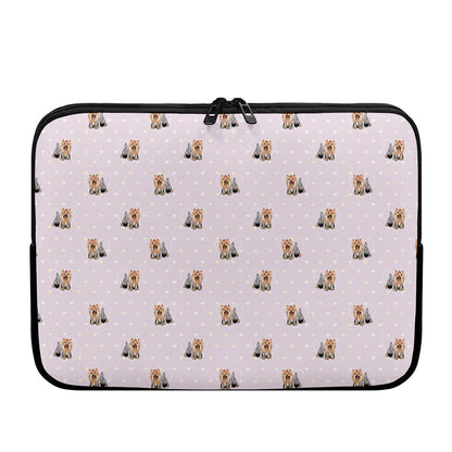 Cute Yorkshire Terrier Pattern Print Laptop Sleeve