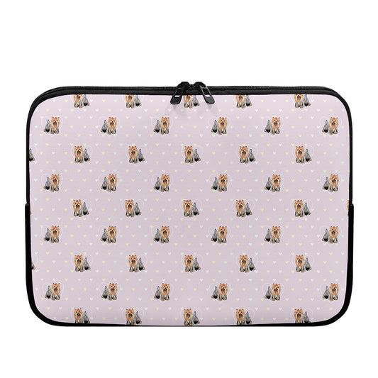 Cute Yorkshire Terrier Pattern Print Laptop Sleeve