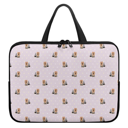 Cute Yorkshire Terrier Pattern Print Laptop Sleeve With Handle