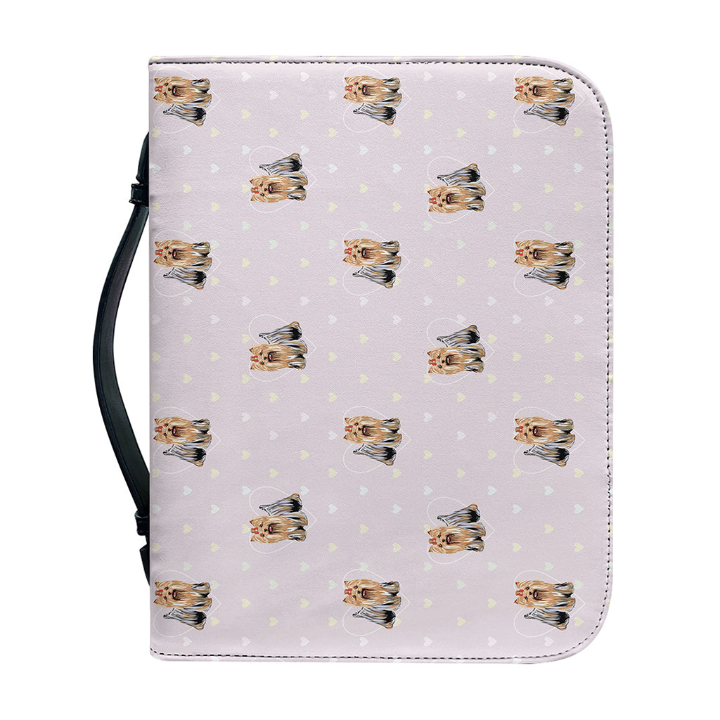 Cute Yorkshire Terrier Pattern Print Leather Bible Cover