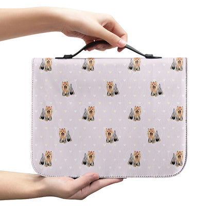 Cute Yorkshire Terrier Pattern Print Leather Bible Cover