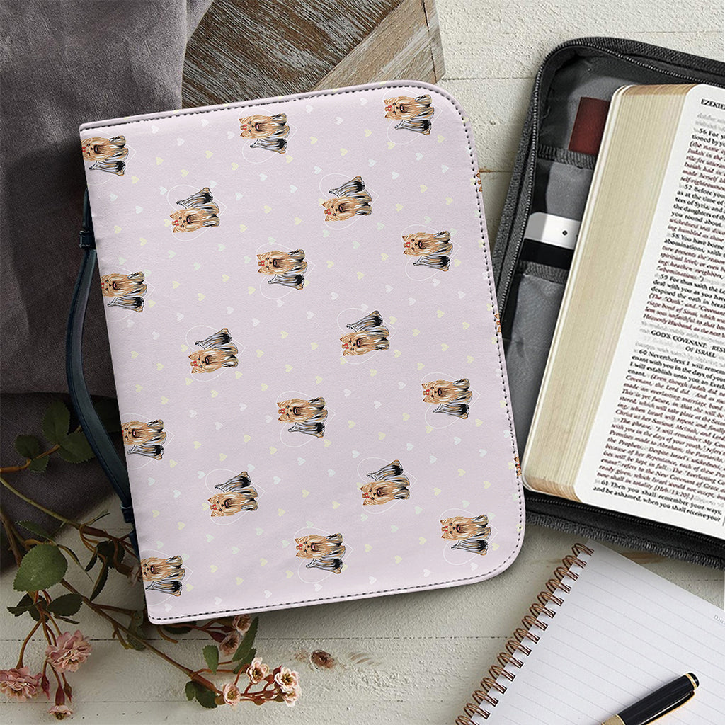 Cute Yorkshire Terrier Pattern Print Leather Bible Cover
