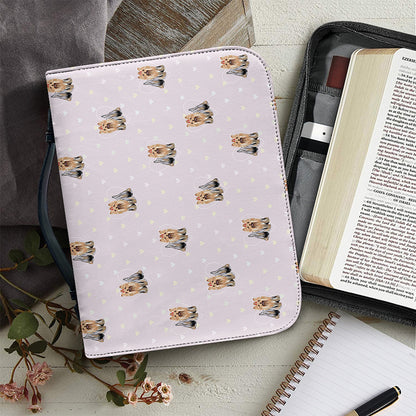 Cute Yorkshire Terrier Pattern Print Leather Bible Cover
