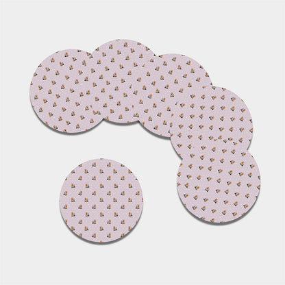 Cute Yorkshire Terrier Pattern Print Leather Coaster Set