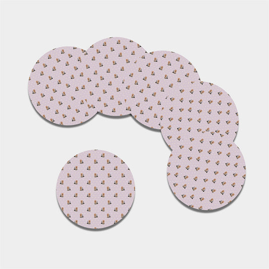 Cute Yorkshire Terrier Pattern Print Leather Coaster Set