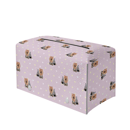 Cute Yorkshire Terrier Pattern Print Leather Tissue Box Cover