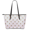 Cute Yorkshire Terrier Pattern Print Leather Tote Bag With Zipper