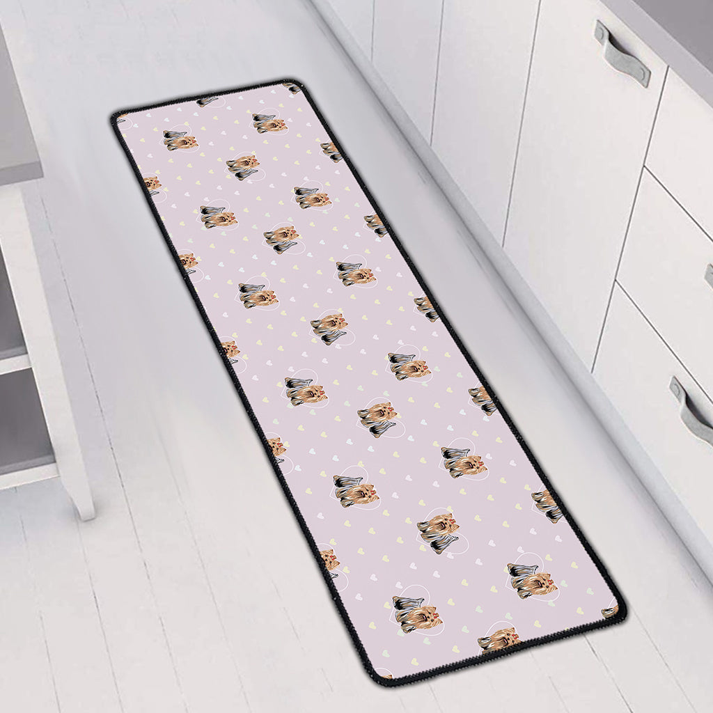 Cute Yorkshire Terrier Pattern Print Long Kitchen Mat