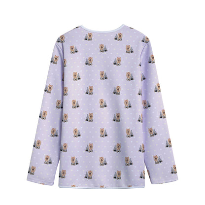 Cute Yorkshire Terrier Pattern Print Long Sleeve Short Coat