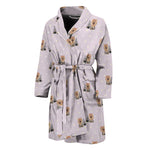 Cute Yorkshire Terrier Pattern Print Men's Bathrobe