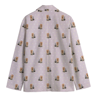 Cute Yorkshire Terrier Pattern Print Men's Blazer