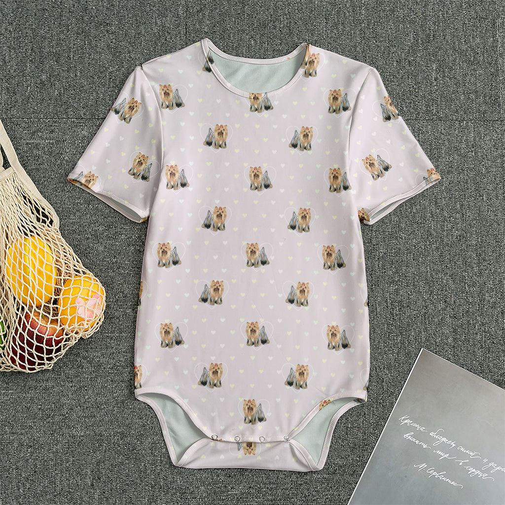 Cute Yorkshire Terrier Pattern Print Men's Bodysuit
