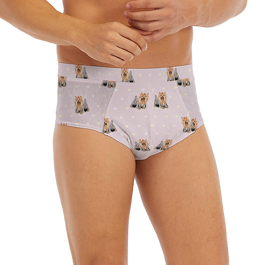 Cute Yorkshire Terrier Pattern Print Men's Briefs