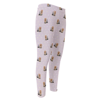 Cute Yorkshire Terrier Pattern Print Men's Compression Pants