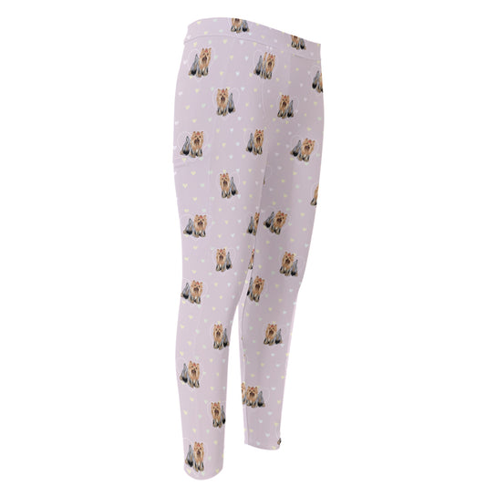 Cute Yorkshire Terrier Pattern Print Men's Compression Pants