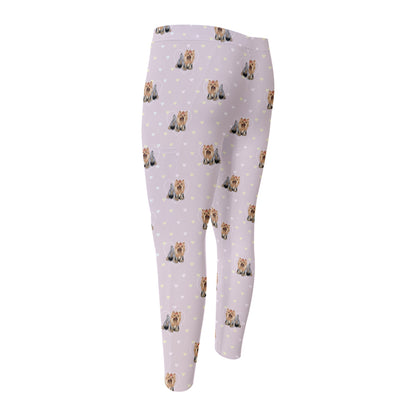 Cute Yorkshire Terrier Pattern Print Men's Compression Pants