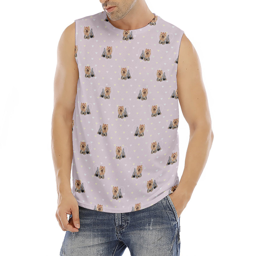Cute Yorkshire Terrier Pattern Print Men's Fitness Tank Top