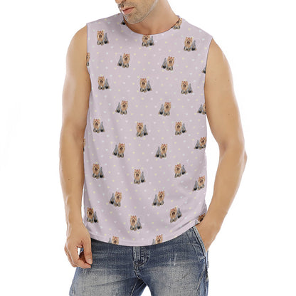 Cute Yorkshire Terrier Pattern Print Men's Fitness Tank Top