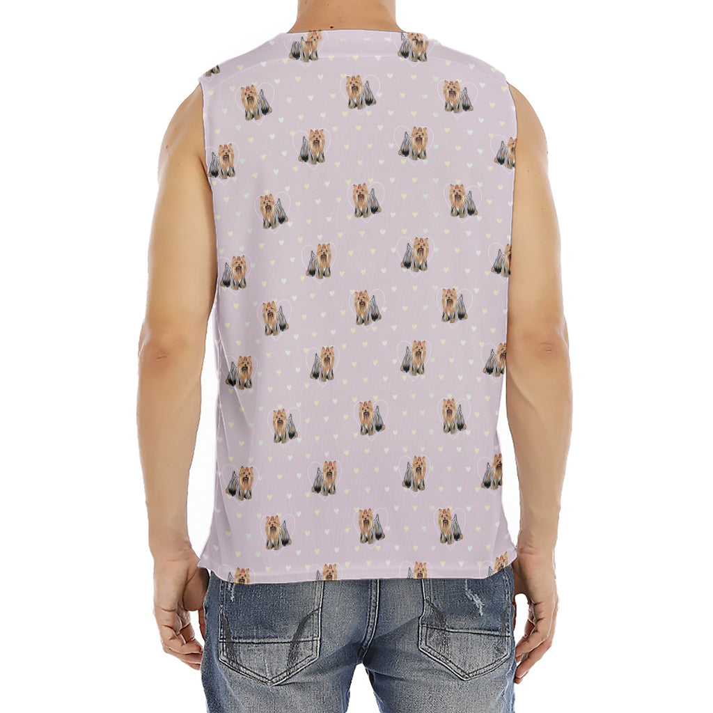 Cute Yorkshire Terrier Pattern Print Men's Fitness Tank Top