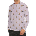 Cute Yorkshire Terrier Pattern Print Men's Long Sleeve Rash Guard