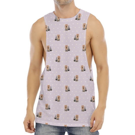 Cute Yorkshire Terrier Pattern Print Men's Muscle Tank Top