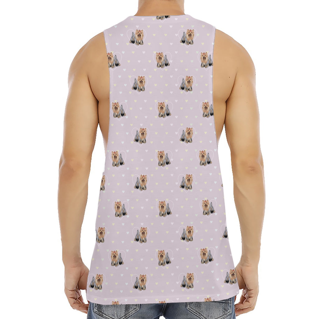 Cute Yorkshire Terrier Pattern Print Men's Muscle Tank Top