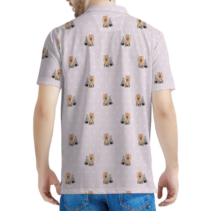 Cute Yorkshire Terrier Pattern Print Men's Polo Shirt