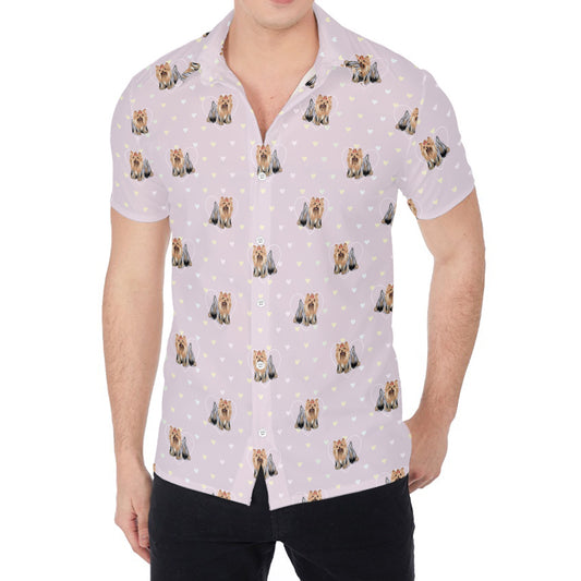 Cute Yorkshire Terrier Pattern Print Men's Shirt
