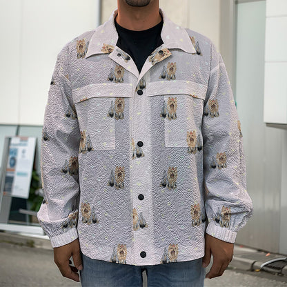 Cute Yorkshire Terrier Pattern Print Men's Shirt Jacket