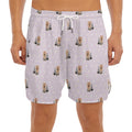 Cute Yorkshire Terrier Pattern Print Men's Split Running Shorts
