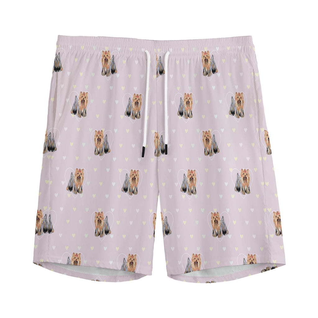Cute Yorkshire Terrier Pattern Print Men's Sports Shorts