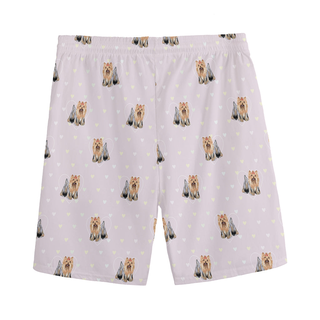 Cute Yorkshire Terrier Pattern Print Men's Sports Shorts