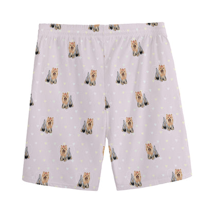 Cute Yorkshire Terrier Pattern Print Men's Sports Shorts